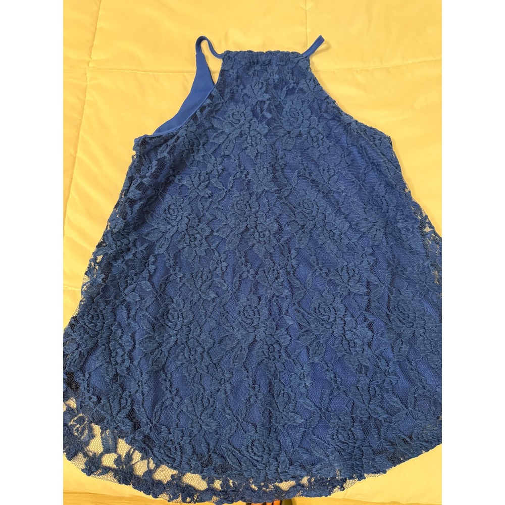 Top Fashion New York Royal Blue Floral Lace Halter Tank Top Blouse Small FL1149 - Picture 6 of 6